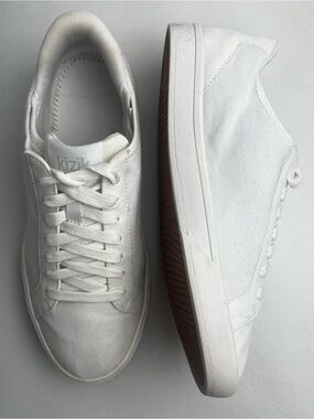 Kizik Irvine White Canvas Athletic Training Casual Shoes Size W8 M6.5 No Insole